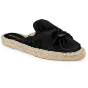 NWT saks fifth avenue black bow detail espadrille